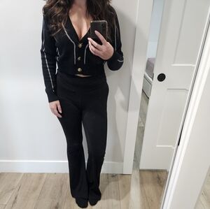 Chic Black Cardigan with White Trim